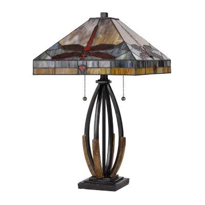 23.75" Metal/Resin Contemporary Mission Table Lamp with Tiffany Glass Shade - Cal Lighting 5 23.75" Metal/Resin Contemporary Mission Table Lamp with Tiffany Glass Shade - Cal Lighting - Image 3