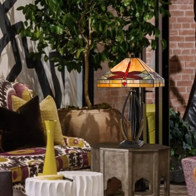 23.75" Metal/Resin Contemporary Mission Table Lamp with Tiffany Glass Shade - Cal Lighting 6 23.75" Metal/Resin Contemporary Mission Table Lamp with Tiffany Glass Shade - Cal Lighting - Image 4