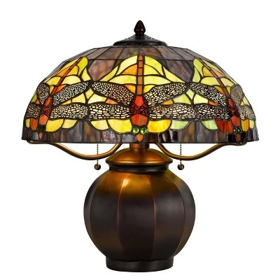 18.25" Metal Contemporary Mission Table Lamp with Tiffany Glass Shade - Cal Lighting 6 18.25" Metal Contemporary Mission Table Lamp with Tiffany Glass Shade - Cal Lighting - Image 4
