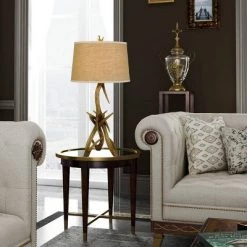 33.25" Drummond Antler Resin Table Lamp with Leatherette Shade - Cal Lighting