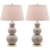 Set of 2 Pamela Triple Gourd Lamp (Includes LED Light Bulb) Light Gray - Safavieh -Loca Table Lamps Store unnamed file 4029