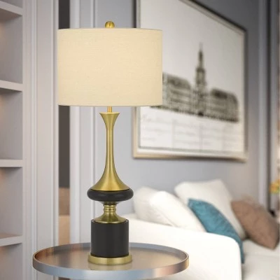 33.5" Kevil Metal Table Lamp with Drum Shade Antique Brass - Cal Lighting 4 33.5" Kevil Metal Table Lamp with Drum Shade Antique Brass - Cal Lighting - Image 2