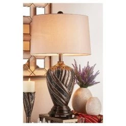 29.75" Antique Polyresin Table Lamp (Includes CFL Light Bulb) Bronze - Ore International