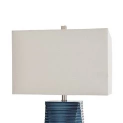 Vertical Lined Moulded Table Lamp with Steel Base Blue - StyleCraft