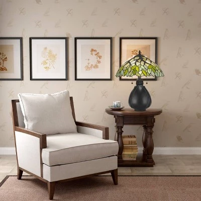 19.25" Tiffany Resin Mission Design Table Lamp with Hand Cut Glass Shade Dark Bronze - Cal Lighting 3 19.25" Tiffany Resin Mission Design Table Lamp with Hand Cut Glass Shade Dark Bronze - Cal Lighting