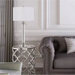 31"Metal Montilla Acrylic Table Lamp with Fabric Shade Clear - Cal Lighting