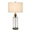 30.25" Sherwood Glass and Metal Table Lamp with Wood Font Hardback Fabric Drum Shade Dark Bronze - Cal Lighting -Loca Table Lamps Store unnamed file 4170