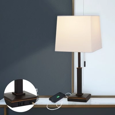 Square Stick with Outlet Table Lamps - Threshold Bronze 6 Square Stick with Outlet Table Lamps - Threshold Bronze - Image 4