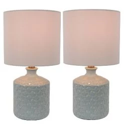Set of 2 Della Ceramic LED Table Lamps (Includes Energy Efficient Light Bulb) - Decor Therapy Green