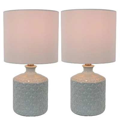 Set of 2 Della Ceramic LED Table Lamps (Includes Energy Efficient Light Bulb) - Decor Therapy Green 3 Set of 2 Della Ceramic LED Table Lamps (Includes Energy Efficient Light Bulb) - Decor Therapy Green