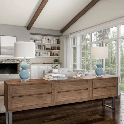 Trademark Global Set of 2 Ceramic Double Gourd Table Lamps (Blue) 5 Trademark Global Set of 2 Ceramic Double Gourd Table Lamps (Blue) - Image 3