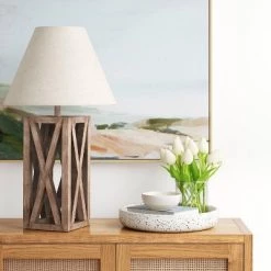 Washed Wood Box Large Lamp Base Brown - Threshold™