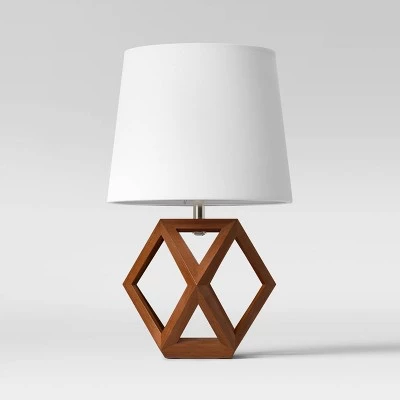 Geometric Wood Figural Accent Lamp Brown - Threshold 6 Geometric Wood Figural Accent Lamp Brown - Threshold - Image 4