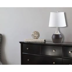 24.5" Modern Metal Table Lamp with Touch Sensor Brown/White - Ore International