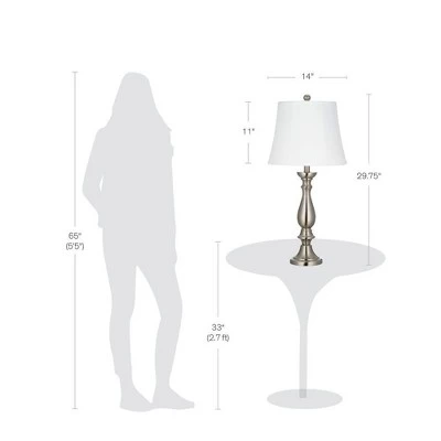 28.75" Table Lamp Silver - Cresswell Lighting 4 28.75" Table Lamp Silver - Cresswell Lighting - Image 2