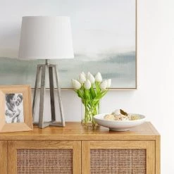 Brushed Linear Large Lamp Base Silver - Threshold™