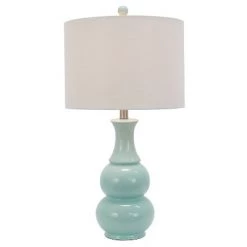15" Harper Ceramic Table Lamp Light Blue (Includes CFL Light Bulb) - Decor Therapy