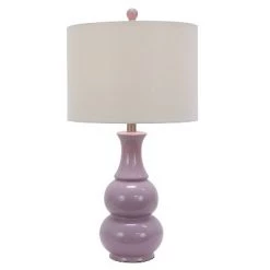 15" x 14" Harper Ceramic Table Lamp Purple (Includes CFL Light Bulb) - Decor Therapy