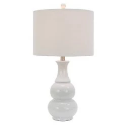26.5" Harper Ceramic Table Lamp White (Includes CFL Light Bulb) - Decor Therapy