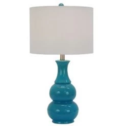 24" Harper Ceramic Desk Lamp Teal - Decor Therapy