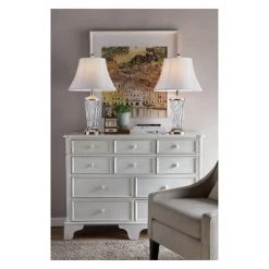 26.5" Traditional Glass Table Lamp Set of 2 (Includes CFL Light Bulb) Silver - Ore International