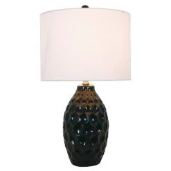 24.5" Ceramic Tamara Faceted Table Lamp Emerald Green - Decor Therapy