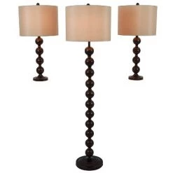 58.5" 3pk Ettie Stacked Ball Table Lamp Bronze - Decor Therapy