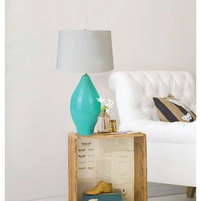 10.75" Traditional Ceramic Table Lamp Green - Ore International 3 10.75" Traditional Ceramic Table Lamp Green - Ore International