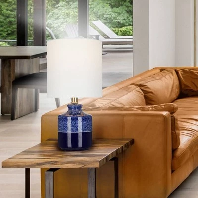 14.75" Ceramic Accent Lamp Blue (Includes LED Light Bulb) - Cresswell Lighting 7 14.75" Ceramic Accent Lamp Blue (Includes LED Light Bulb) - Cresswell Lighting - Image 5