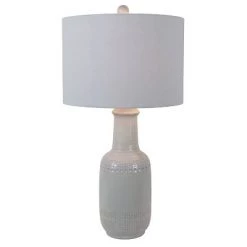 27.5" Patterned Ceramic Table Lamp White Glaze - Decor Therapy