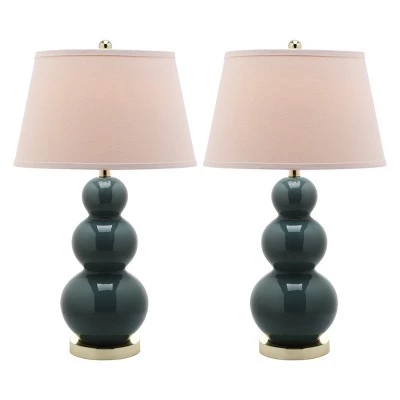 (Set of 2) 28" Pamela Triple Gourd Ceramic Lamp Marine Blue (Includes CFL Light Bulb) - Safavieh 5 (Set of 2) 28" Pamela Triple Gourd Ceramic Lamp Marine Blue (Includes CFL Light Bulb) - Safavieh - Image 3