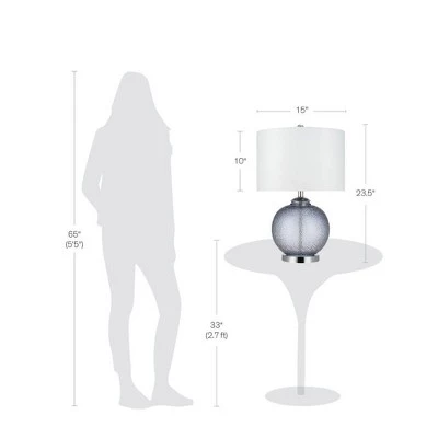 23.5" Glass Table Lamp Gray - Cresswell Lighting 4 23.5" Glass Table Lamp Gray - Cresswell Lighting - Image 2