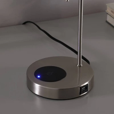 20" Traditional Metal Floor Lamp with USB Charging Port - Silver - Ore International 6 20" Traditional Metal Floor Lamp with USB Charging Port - Silver - Ore International - Image 4