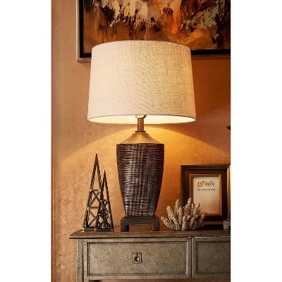 30" Traditional Polyresin Table Lamp with Textured Pattern (Includes CFL Light Bulb) Brown - Ore International 4 30" Traditional Polyresin Table Lamp with Textured Pattern (Includes CFL Light Bulb) Brown - Ore International - Image 2