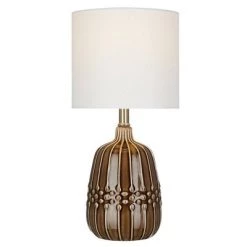 19" Ceramic Accent Lamp Brown (Includes LED Light Bulb) - Cresswell Lighting