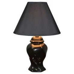 13" Traditional Ceramic Table Lamp Black - Ore International