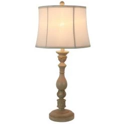 30" x 12" Dora Sculpted Resin Table Lamp Distressed Cream - Decor Therapy
