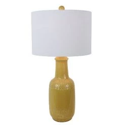27.5" Patterned Ceramic Table Lamp Camel Glaze - Decor Therapy
