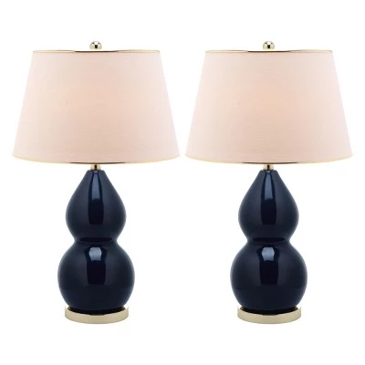 (Set of 2) 26.5" Jill Double- Gourd Ceramic Lamp Navy (Includes CFL Light Bulb) - Safavieh 3 (Set of 2) 26.5" Jill Double- Gourd Ceramic Lamp Navy (Includes CFL Light Bulb) - Safavieh