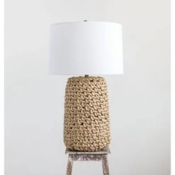 Jute Rope Table Lamp with Linen Shade - 3R Studios