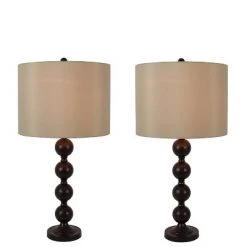 28.5" Set of 2 Sadie Stacked Ball Table Lamp Bronze - Decor Therapy