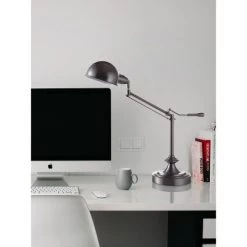 24.5" Traditional Modern Metal Desk/Desk/Study Lamp Silver - Ore International