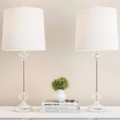 Trademark Global Crystal Lamps-Set of 2 Faceted Silver Lighting (Includes LED Light Bulb)