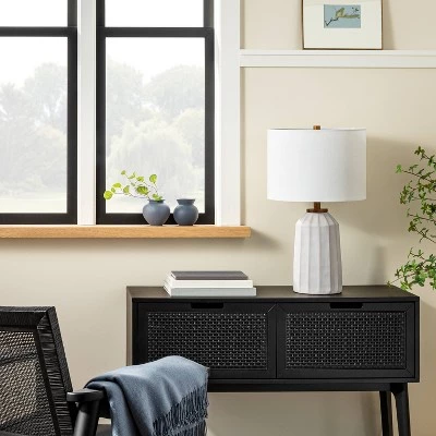 Hearth & Hand With Magnolia Carved Ceramic Table Lamp - Hearth & Hand™ with Magnolia Dark Gray 2 Hearth & Hand With Magnolia Carved Ceramic Table Lamp - Hearth & Hand™ with Magnolia Dark Gray