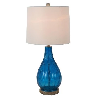 27.5" Emma Embossed Glass Table Lamp Indigo - Decor Therapy 3 27.5" Emma Embossed Glass Table Lamp Indigo - Decor Therapy