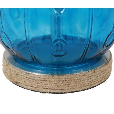 27.5" Emma Embossed Glass Table Lamp Indigo - Decor Therapy 7 27.5" Emma Embossed Glass Table Lamp Indigo - Decor Therapy - Image 5