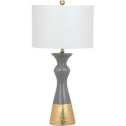 (Set of 2) 30.5" Iris Table Lamp Gray/Gold (Includes CFL Light Bulb) - Safavieh