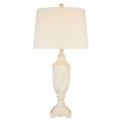 28" Faux Wood Table Lamp (Includes LED Light Bulb) White - Cresswell Lighting