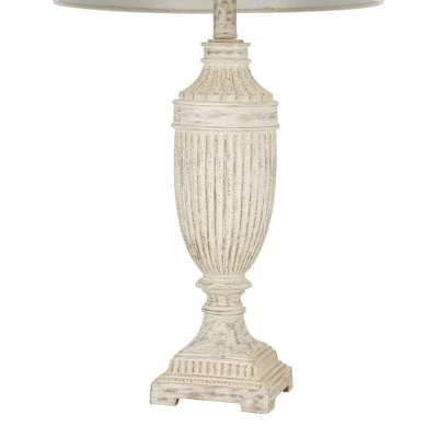 28" Faux Wood Table Lamp (Includes LED Light Bulb) White - Cresswell Lighting 4 28" Faux Wood Table Lamp (Includes LED Light Bulb) White - Cresswell Lighting - Image 2