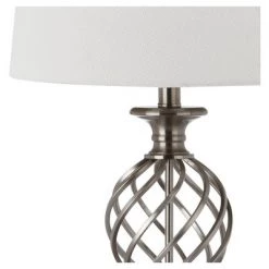(Set of 2) 26.8" Lattice Urn Table Lamp Nickel (Includes CFL Light Bulb) - Safavieh
